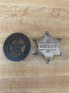 Lot of (2) Vintage Marshall & Sheriff Replica Badges - Picture 1 of 6