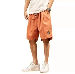 Pantaloncini Uomo Taglia XL Casual Colore Ruggine Tasche Elastico Vita Coulisse - Foto 1 di 9