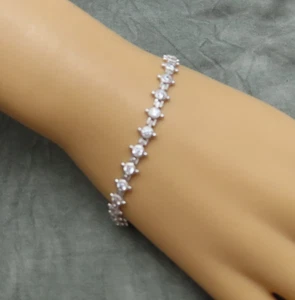Pulsera Judith Ripka de plata de ley cristal de circonita cúbica transparente 7,5 pulgadas 889f - Imagen 1 de 13