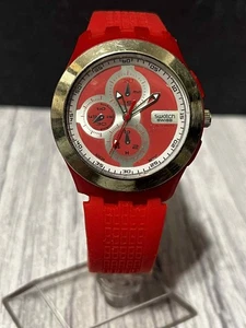 Swatch Irony Diaphane Chronograph Wrist Watch Red Working ( Body Damadge )-read - Picture 1 of 15