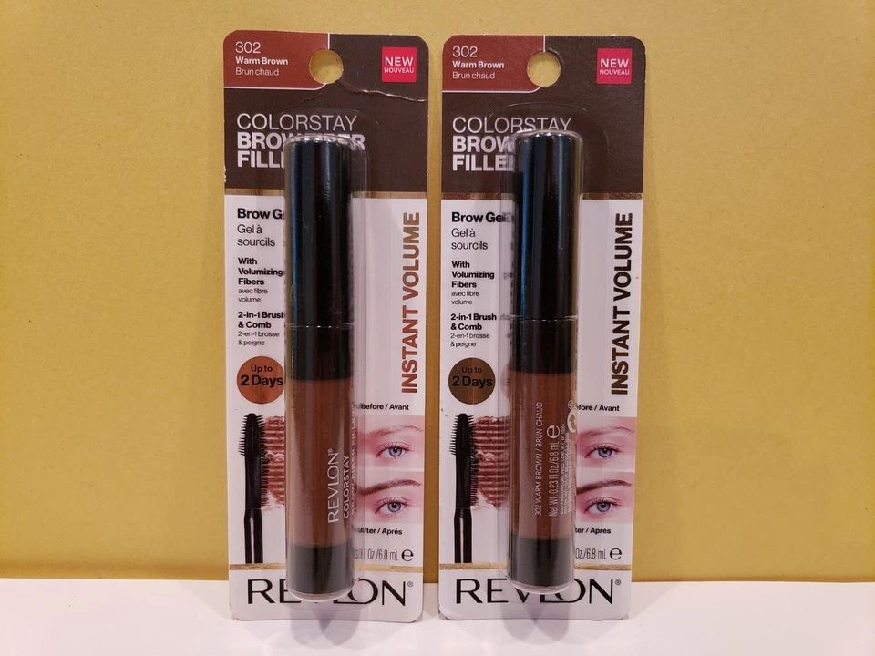 Revlon~Lot of 2~Colorstay Brow Fiber Filler ~ Brow gel ~ 302 ~ Warm Brown NIP - Image 1 of 1