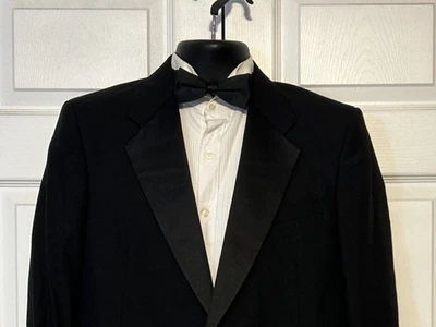 Giorgio Patrino Black Wool 5 Pc Suit Tuxedo Jacket 40 Reg 34x31 Pants Cummerbund - Image 1 of 4