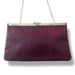 De Colección Años 60 Etra Cuero Cartera Bolso de Hombro Bolso de Mano Borgoña Noche Retro Dorado - Imagen 1 de 8