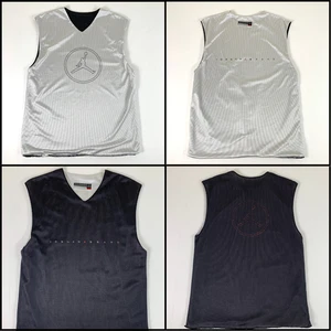 Vintage Y2K Jordan Brand Jumpman Reversible Jersey Large Mesh Tank Black/White - Picture 1 of 15