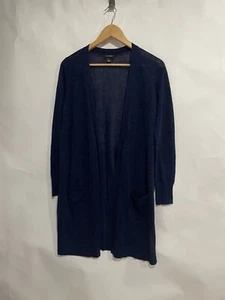 Halogen Knit Open Cardigan Navy Blue Size S Side Slits and Pockets - Picture 1 of 10