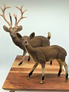 2 Vtg.  Hard Plastic Flocked Deer - Picture 1 of 9