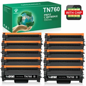 10PK TN760 Toner Compatible for Brother MFC-L2710DW HL-L2350DW L2325DW TN730 - Picture 1 of 6