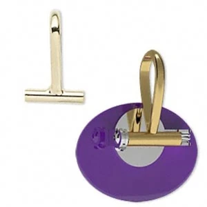 Brooch Pin Converter, 36 Gold Plated Brass 21x13mm Horizontal with Loop Bail - Picture 1 of 3