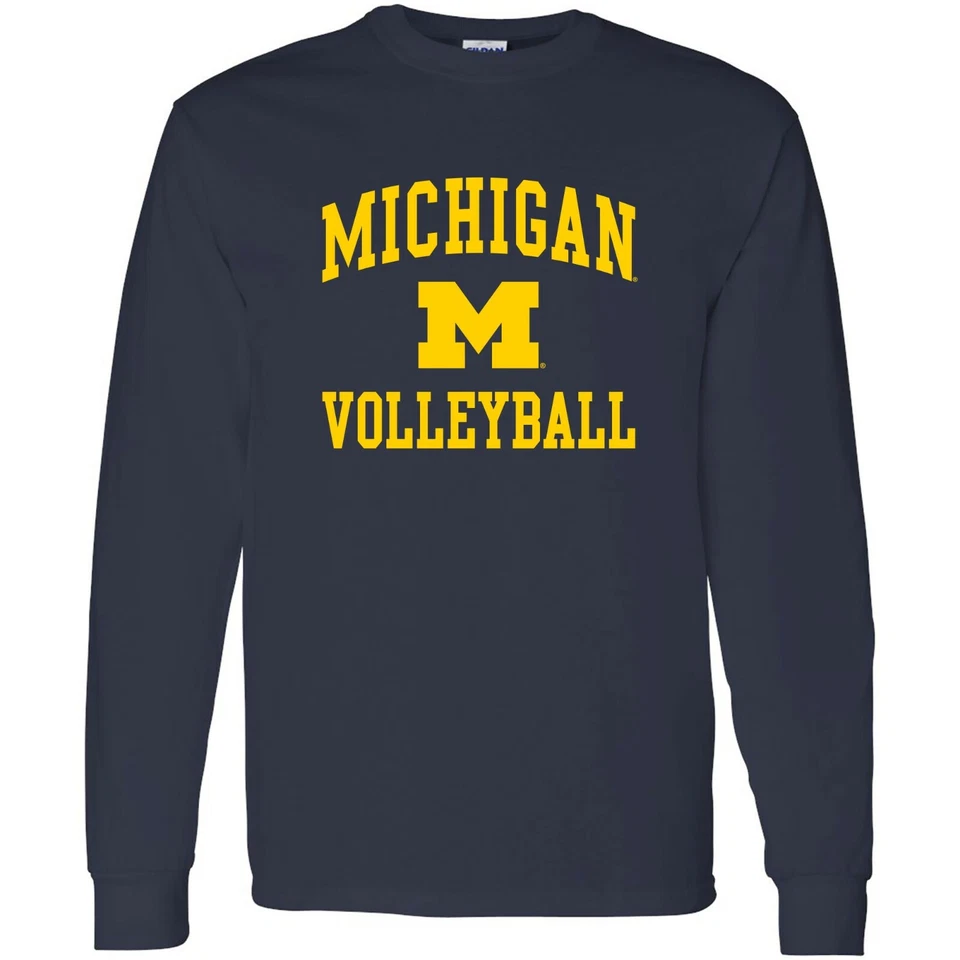 Michigan Wolverines Arch Logo Volleyball Long Sleeve T-Shirt - Navy - Image 1 of 4