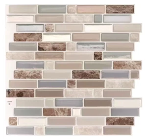 Crescendo Terra Brown/Beige 9.73 in x 9.36 in Vinyl Peel and Stick Tile (4-pack) - Picture 1 of 6