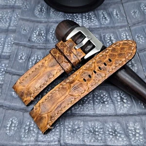 24mm/24mm Exotic Leather Watch Band Bespoke Vintage Minimalist Design - Picture 1 of 12