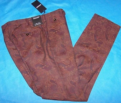 Size 30x34 Mens Murano Evan Extra Slim Fit Pants (Brown Paisley Print) - Image 1 of 4