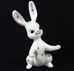 Easter Bunny Ceramic Arnels Mold Rabbit Figure Hand Painted Vtg Large Floral 15" - Picture 1 of 12