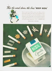 1942 WWII KOOL CIGARETTES military lapel pins PHOTO PRINT AD penguin soldier - Picture 1 of 1