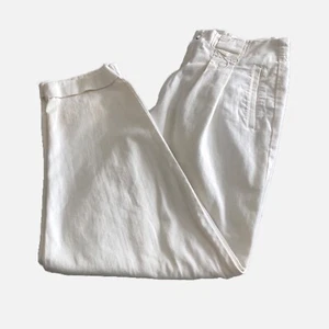 Lizsport Women 100% Cotton White Zipp Up Pleated Front Cuff Leg Pants Size 12. - Picture 1 of 11