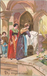 Postcard The Lord's Prayer Embossed Religious Thy Kingdom Come - Picture 1 of 2