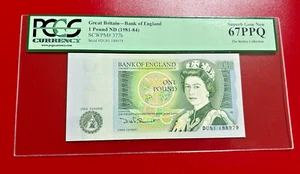 1981-84 GREAT BRITAIN BANK OF ENGLAND ONE POUND PCGS 67PPQ SUPERB GEM NEW - Picture 1 of 2