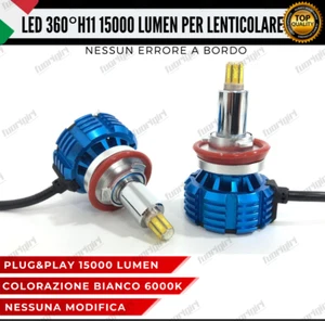KIT FULL LED H11 360° GRADI 15000L CANBUS SPECIFICO PER FARI LENTICOLARI BIANCO  - Foto 1 di 8