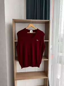 VTG Lacoste Chemise Burgundy Wool Vest - Picture 1 of 8