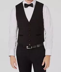 Calvin Klein Men's Black Wool Slim Hollis Waistcoat Tuxedo Vest Size M - Picture 1 of 2