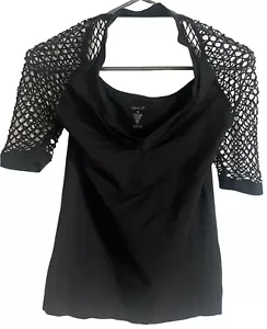 VENUS Size M~ Black Strappy Cut Out Sleeve Shoulder Top~ $14.99 - Picture 1 of 2