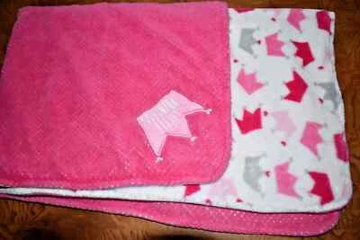 G9!WOW! Manta de cuna de bebé de felpa con tiara coronas de princesa pequeña rosa NOOKIE DOKIE Foto 1 de 3