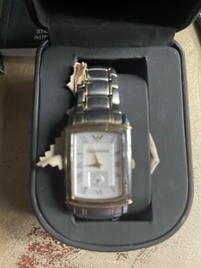 EMPORIO ARMANI AR-0241 MENS WRIST WATCH. DUAL TONE BRACELET. JAN SALE - Picture 1 of 6