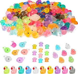 128 Pcs Mini Resin Animals Luminous Resin Animals Mini Resin Ducks Mushrooms ect - Picture 1 of 7