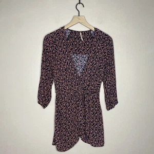 Free People Women’s Size XS Clara Floral Faux Wrap Mini Tunic Dress - Picture 1 of 3