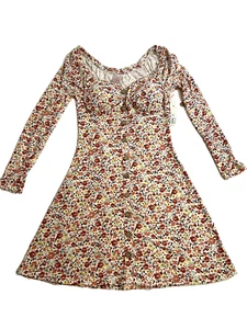 Vestido No Boundaries Floral Blanco Manga Larga Botón Talla Pequeña Informal Otoño Nuevo con Etiquetas - Imagen 1 de 9
