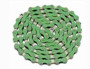 YBN Chain 1/2x1/8x112 Green/Chrome 1/2" x 1/8" 112L FIXIE BMX CHOPPER CRUISER - Picture 1 of 1