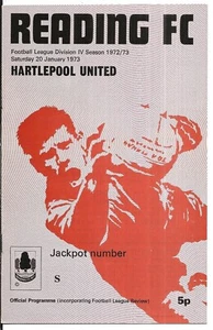 Football Programme>READING v HARTLEPOOL UNITED Jan 1973 - Picture 1 of 1