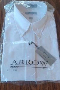 Brand New Men's Arrow Brand XL Size 17.5 32/33 White Long Sleeve Dress Shirt - Picture 1 of 4