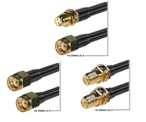 RSMA Male to Female adapter/patch cable RG58 coaxial (AWG20) max. 1GHz max. 2.0m - Bild 1 von 5