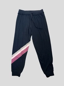 Wildfox Cosmic Relaxed Knit Joggers Sweats Black Size Large Stripe Logo Cropped - Picture 1 of 14