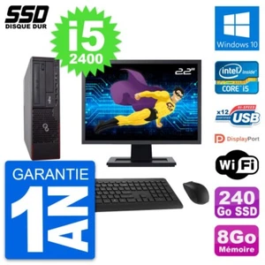 PC Fujitsu E700 E90+ DT Ecran 22" Core i5-2400 RAM 8Go SSD 240Go Windows 10 Wifi - Photo 1/3