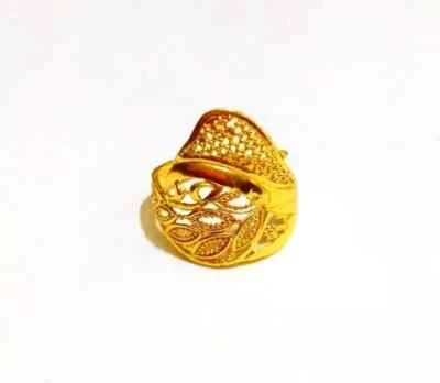 Mother's Gift Indian Jewelry 22K Gold Plated Ring New Wedding Size 4 Finger Ring - Image 1 of 4