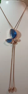 Vintage blaue Kristall Schmetterling Halskette mit Hängen - Bild 1 von 3
