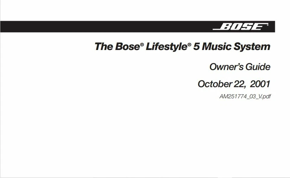 Bose Lifestyle 5 Serie III Manual de Guía del Propietario (Fotocopia) Foto 1 de 1