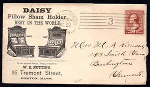 US 1886 ADVERTISING COVER OF "PILLOW SHAM HOLDER" W.B. NUTTING OF BOSTON - Picture 1 of 2