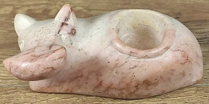 3½" Long Stone Carved Hippo Candle Holder - Picture 1 of 10