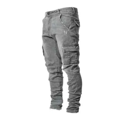 Casual Men's Ripped Slim Daily Chic Skinny Jeans Stretch Trousers Denim Pants - Image 1 of 4