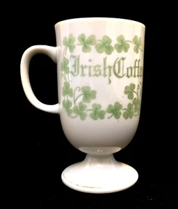Irish Coffee Ceramic Mug Pedestal Green Shamrock St Patrick’s Day Made in Japan - Picture 1 of 10
