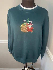Classic Elements Vintage Christmas Sweatshirt Womens XL Green - Picture 1 of 4