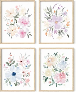 Botanical Prints - Set of 4 Flower Poster, Pictures Wall Decor, Floral Prints, P - Picture 1 of 7