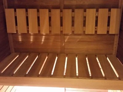 Sauna Accessory: Built-in Clear Cedar Backrest (approx. 4' wide)  - Image 1 of 4