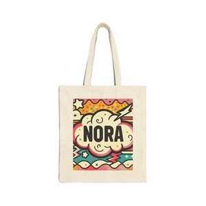 Cotton Canvas Tote Bag Personalized NORA Kitschy Pop Art Design 2, Gift - Picture 1 of 15