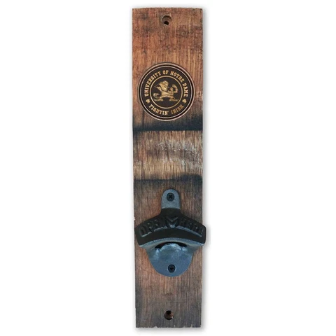 Notre Dame Fighting Irish Barrel Stave Wall Mount Bottle Opener - Mascot Logo Cover