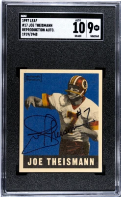 JOE THEISMANN 1997 DONRUSS 1948 LEAF REPRODUCTION SGC 9 AUTO 10 /1948 SP HOF! - Image 1 of 3