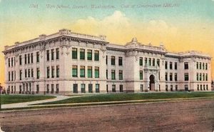 Postcard High School Everett Washington Cost of Construction 200,000 DB - Picture 1 of 2